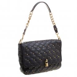 Pre Owned Marc Jacobs Black Leather Stardust Beat Shoulder Bag