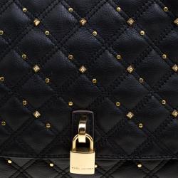 Pre Owned Marc Jacobs Black Leather Stardust Beat Shoulder Bag
