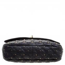 Pre Owned Marc Jacobs Black Leather Stardust Beat Shoulder Bag