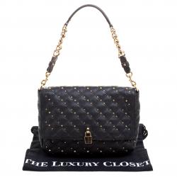 Pre Owned Marc Jacobs Black Leather Stardust Beat Shoulder Bag
