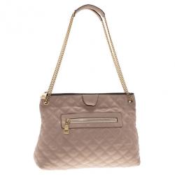 Pre Owned Marc Jacobs Nude Leather Quilted Shoulder Bag