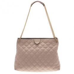 Pre Owned Marc Jacobs Nude Leather Quilted Shoulder Bag