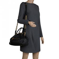 Pre Owned Marc Jacobs Black Quilted Leather Mini Stam Satchel