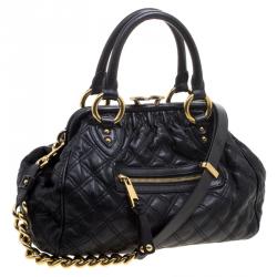 Pre Owned Marc Jacobs Black Quilted Leather Mini Stam Satchel