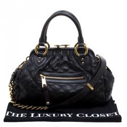 Pre Owned Marc Jacobs Black Quilted Leather Mini Stam Satchel
