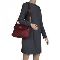 Pre Owned Marc Jacobs Burgundy Quilted Leather Shoulder Bag