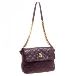 Pre Owned Marc Jacobs Burgundy Quilted Leather Shoulder Bag