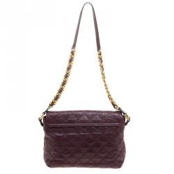 Pre Owned Marc Jacobs Burgundy Quilted Leather Shoulder Bag