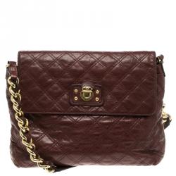Pre Owned Marc Jacobs Burgundy Quilted Leather The XL Shoulder Bag