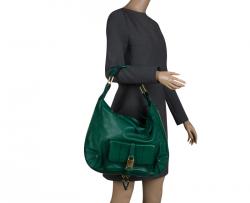 Pre Owned Marc Jacobs Green Glazed Leather Expandable Hobo