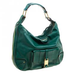 Pre Owned Marc Jacobs Green Glazed Leather Expandable Hobo
