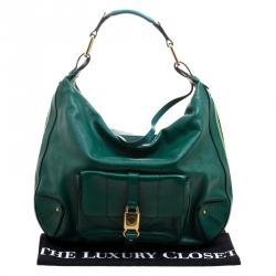 Pre Owned Marc Jacobs Green Glazed Leather Expandable Hobo