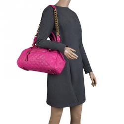Pre Owned Marc Jacobs Pink Quilted Leather Stam Satchel