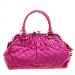 Pre Owned Marc Jacobs Pink Quilted Leather Stam Satchel