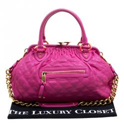 Pre Owned Marc Jacobs Pink Quilted Leather Stam Satchel