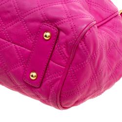 Pre Owned Marc Jacobs Pink Quilted Leather Stam Satchel