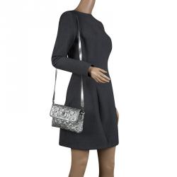Marc Jacobs Silver Quilted Python Embossed Leather Crossbody Bag