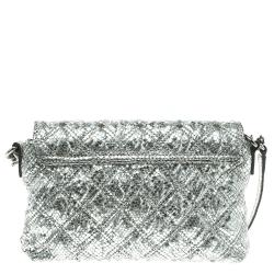 Marc Jacobs Silver Quilted Python Embossed Leather Crossbody Bag