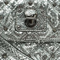 Marc Jacobs Silver Quilted Python Embossed Leather Crossbody Bag