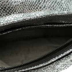 Marc Jacobs Silver Quilted Python Embossed Leather Crossbody Bag