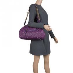 Pre Owned Marc Jacobs Purple Quilted Leather Studded Stam Shoulder Bag