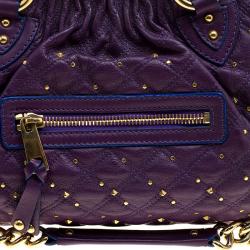 Pre Owned Marc Jacobs Purple Quilted Leather Studded Stam Shoulder Bag