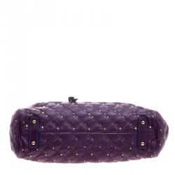 Pre Owned Marc Jacobs Purple Quilted Leather Studded Stam Shoulder Bag
