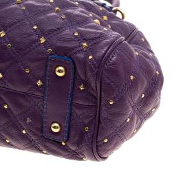 Pre Owned Marc Jacobs Purple Quilted Leather Studded Stam Shoulder Bag