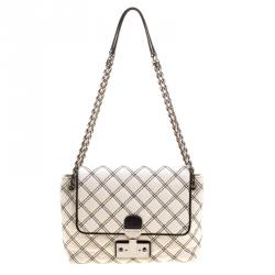 Pre Owned Marc Jacobs Off White Quilted Leather Baroque Single Shoulder Bag