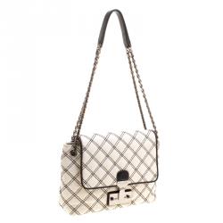 Pre Owned Marc Jacobs Off White Quilted Leather Baroque Single Shoulder Bag