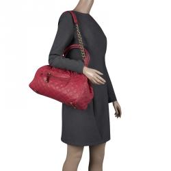 Pre Owned Marc Jacobs Red Quilted Leather Stam Satchel