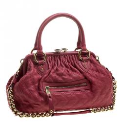 Pre Owned Marc Jacobs Red Quilted Leather Stam Satchel
