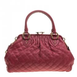 Pre Owned Marc Jacobs Red Quilted Leather Stam Satchel