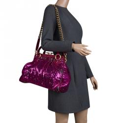 Marc Jacobs Fuchsia Sequin New York Rocker Stam Shoulder Bag