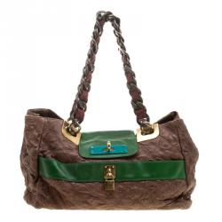 Pre Owned Marc Jacobs Brown Quilted Leather Chain Shoulder Bag