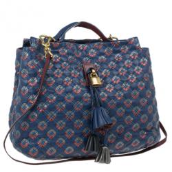 Pre Owned Marc Jacobs Blue Leather Memphis Tote