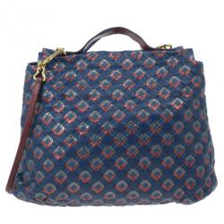 Pre Owned Marc Jacobs Blue Leather Memphis Tote