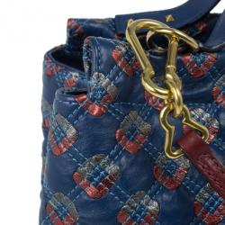 Pre Owned Marc Jacobs Blue Leather Memphis Tote