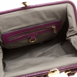 Pre Owned Marc Jacobs Purple Quilted Snake Embossed Leather Snake Skin Trim Stam Shoulder Bag