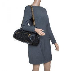 Pre Owned Marc Jacobs Black Quilted Leather Stam Satchel