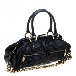 Pre Owned Marc Jacobs Black Quilted Leather Stam Satchel