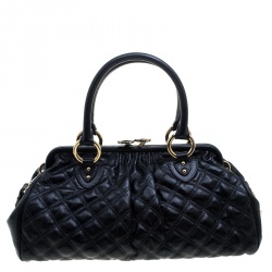 Pre Owned Marc Jacobs Black Quilted Leather Stam Satchel