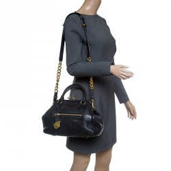 Pre Owned Marc Jacobs Black Leather Stam Satchel