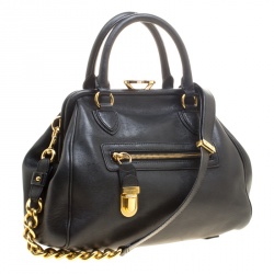 Pre Owned Marc Jacobs Black Leather Stam Satchel