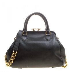 Pre Owned Marc Jacobs Black Leather Stam Satchel