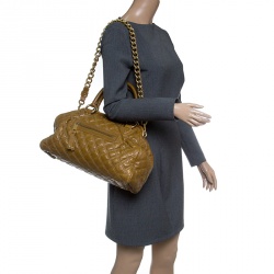 Pre Owned Marc Jacobs Khaki Quilted Leather Stam Shoulder Bag