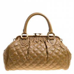 Pre Owned Marc Jacobs Khaki Quilted Leather Stam Shoulder Bag
