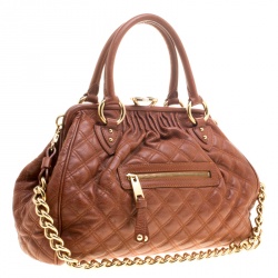 Pre Owned Marc Jacobs Cognac Quilted Leather Stam Shoulder Bag