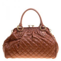 Pre Owned Marc Jacobs Cognac Quilted Leather Stam Shoulder Bag