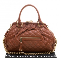 Pre Owned Marc Jacobs Cognac Quilted Leather Stam Shoulder Bag